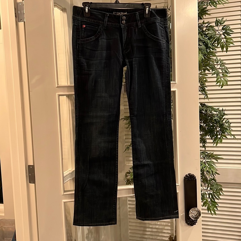 Hudson Women’s Size 8 Low Rise Dark Blue Denim Jeans Boot Cut Wide Leg